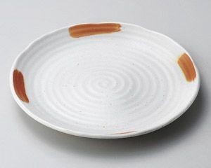 粉引かすり7.0皿【日本製　美濃焼】