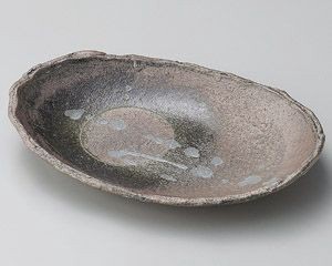 炭化ボタモチ9.6楕円皿【日本製　美濃焼】