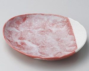 赤楽楕円25.5cm中皿【日本製　美濃焼】