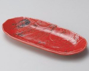 紅楕円長皿【日本製　美濃焼】