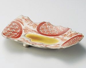 赤絵花ちらしちぎり和皿【日本製　美濃焼】