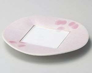ピンク吹銀彩80皿【日本製　美濃焼】