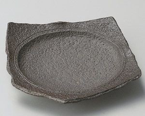 炭化土変形五角6寸皿【日本製　美濃焼】