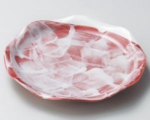赤楽花型7.0皿【日本製　美濃焼】