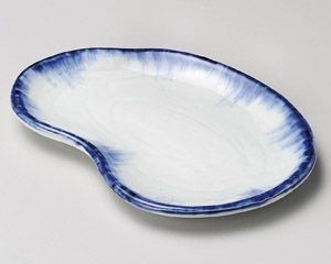 呉須刷毛空豆型デザート皿【日本製　美濃焼】