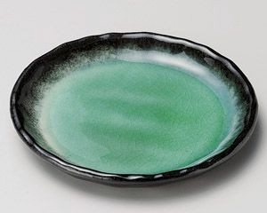 エメラルドグリーン14cm丸皿【日本製　美濃焼】