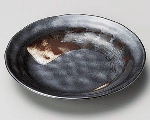 白刷毛鉄結晶タタキ4.0皿【日本製　美濃焼】