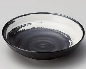 黒マット白刷毛5.0深皿【日本製　美濃焼】