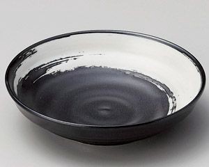 黒マット白刷毛3.5深皿【日本製　美濃焼】