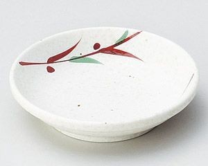 赤絵笹2.8小皿【日本製　美濃焼】