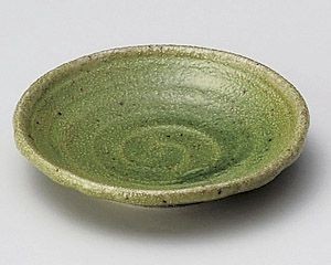 緑釉型入2.8皿【日本製　美濃焼】