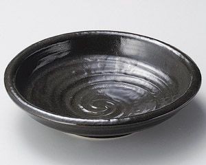 黒釉渦9.0深鉢【日本製　美濃焼】