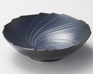 紺斑点うず型大鉢【日本製　美濃焼】