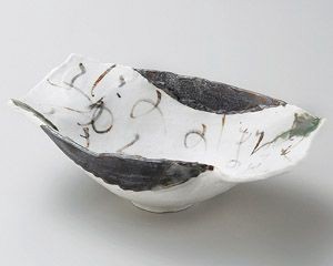 志野文字舟型盛鉢【日本製　美濃焼】