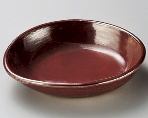 紅結晶たまご型7.0浅鉢【日本製　美濃焼】
