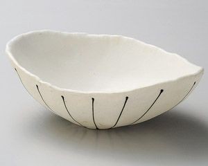 白黒十草変型鉢【日本製　美濃焼】