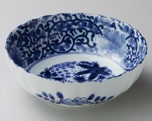 藍染唐草5.5鉢【日本製　美濃焼】