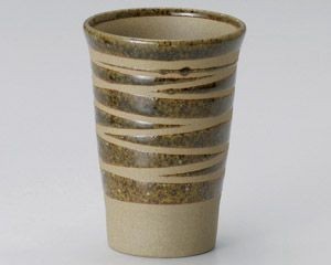 茶ラインフリーカップ【日本製　美濃焼】
