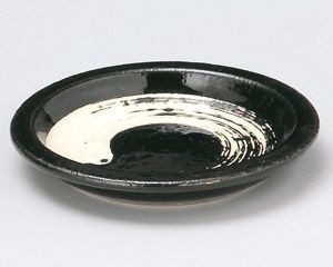 黒釉白刷毛薬味皿【日本製　美濃焼】