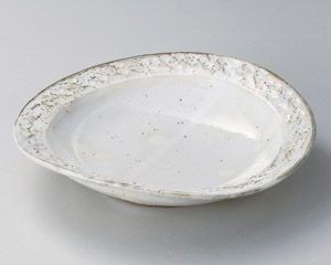 粉引 石目楕円盛皿【日本製　美濃焼】