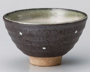 黒伊賀ドット茶碗【日本製　美濃焼】