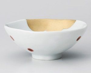 金波朱水玉平茶碗【日本製　美濃焼】
