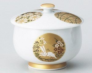 金銀丸紋蓋付き煎茶【日本製　美濃焼】