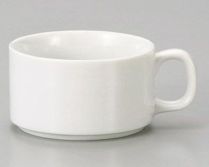 白スタッキングスープカップ【日本製　美濃焼】