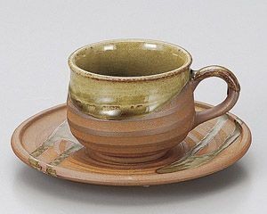 南蛮織部流コーヒー碗と受皿【日本製　美濃焼】