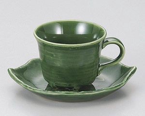 織部木葉コーヒー碗と受皿【日本製　美濃焼】
