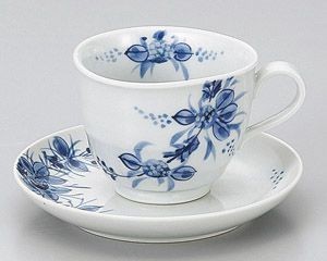 手描小手鞠コーヒー碗と受皿【日本製　美濃焼】