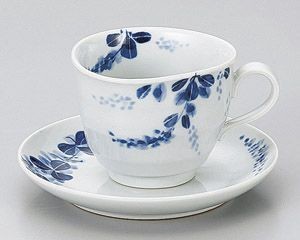 手描萩コーヒー碗と受皿【日本製　美濃焼】