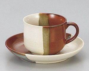 赤塗分コーヒー碗と受皿【日本製　美濃焼】