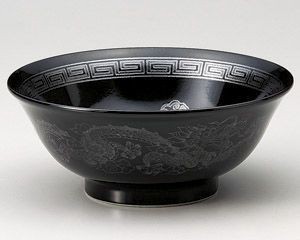 黒釉銀竜紋6.8高台丼【日本製　美濃焼】