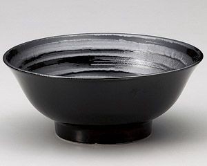 黒彫刻6.8高台丼【日本製　美濃焼】