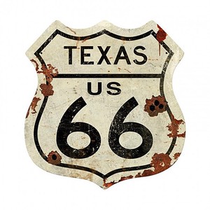 【スティールサイン】【ルート 66 ＆ ストリート】Texas US 66 Shield Vintage Plasma