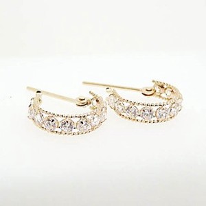 Pierced Earrings Gold Post Cubic Zirconia