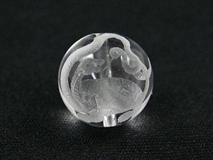 【彫刻ビーズ】水晶 16mm (素彫り) 玄武