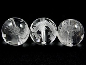 【彫刻ビーズ】水晶 16mm (素彫り) 五爪龍