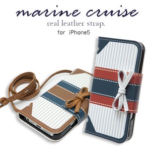 【iPhoneSE/5/5sケース】 Marine Cruise Diary (マリンクルーズ ダイアリー) ショルダーストラップ付