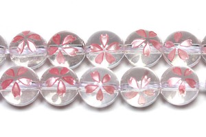 【彫刻ビーズ】水晶 8mm (ピンク彫り) 桜
