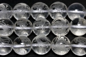 【彫刻ビーズ】水晶 10mm (素彫り) 朱雀