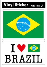 FIL-07/国旗ステッカー/BRAZIL・ブラジル/2枚セット