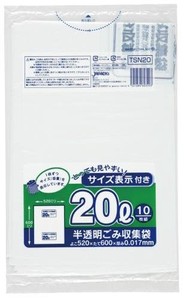 東京23区容量表示入20L10枚入乳白TSN20