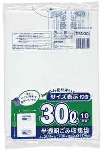 東京23区容量表示入30L10枚入乳白TSN30