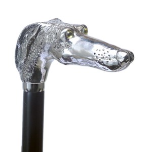 イタリア製 おしゃれ ステッキ シルバー グレイハウンド 犬 長さ調節可能 ファッション 杖