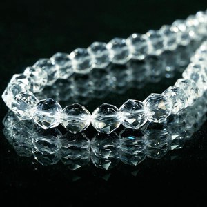 【天然石 ネックレス】ダイヤカット 5A級水晶ネックレス(φ8mm) ワンタッチ【水晶】