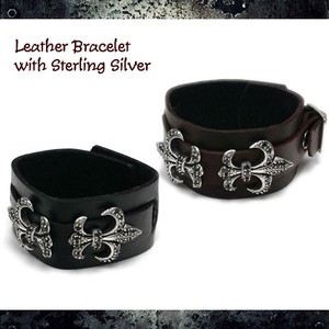 Silver Bracelet  Cattle Leather sliver
