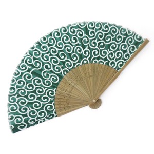 Fashion Accessory Japanese Style Silk Folding Fan Arabesque Pattern Green No.5 3 1