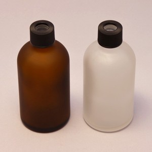 (半透明)＆(茶色) 100ml 瓶 内蓋付 穴空きキャップ フロスト加工 ガラスボトル ディフューザー用　日本製